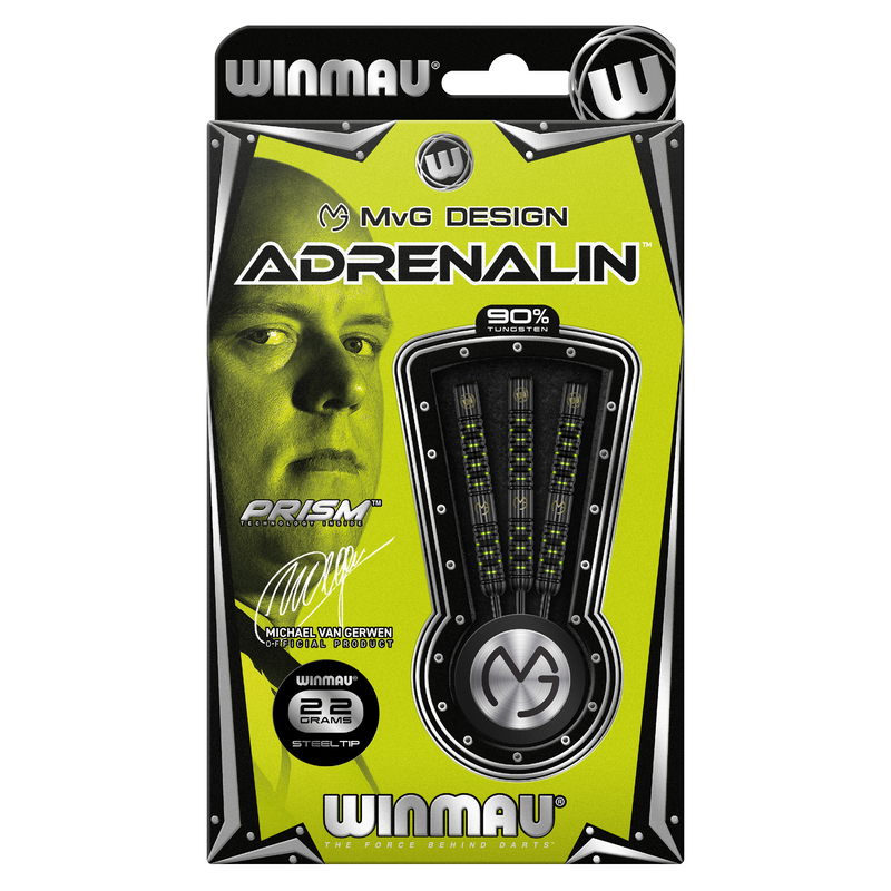 Winmau MVG Michael Van Gerwen Adrenalin 90% Tungsten Steel Tip Darts - 22 Gram