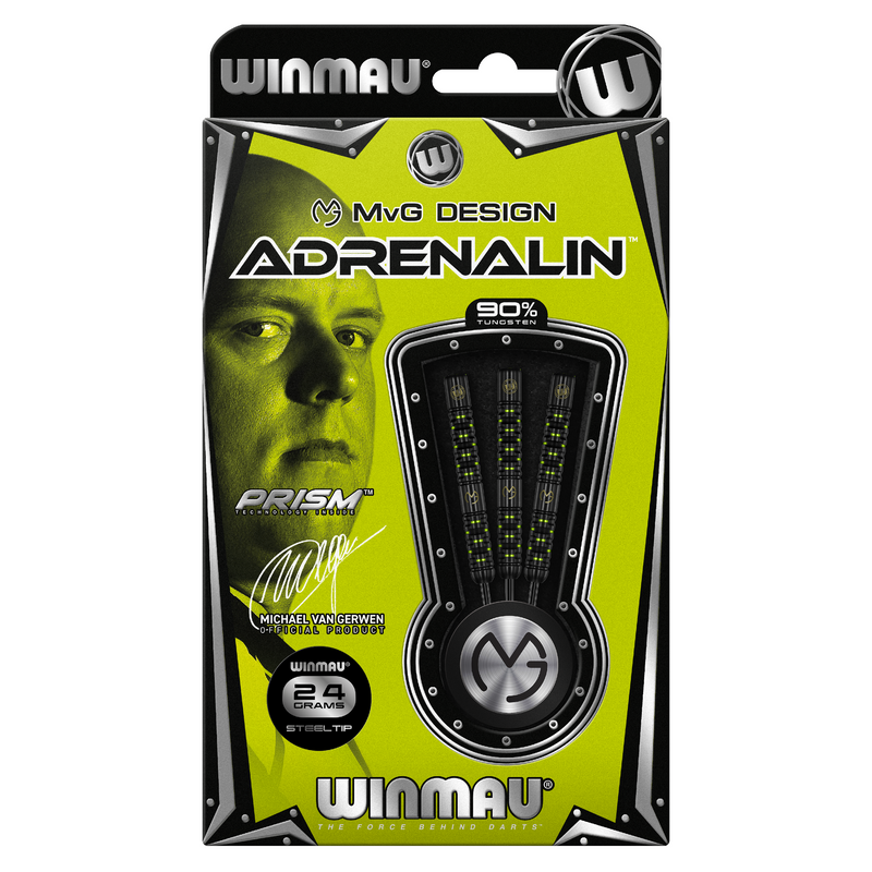 Winmau MVG Michael Van Gerwen Adrenalin 90% Tungsten Steel Tip Darts - 24 Gram