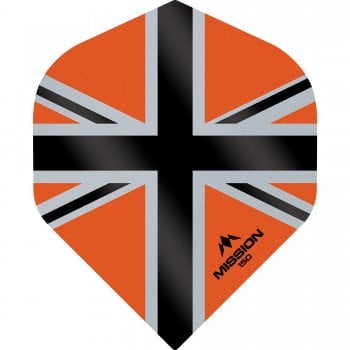 Mission Alliance-X Union Jack 150 Micron Standard Dart Flights Black Orange