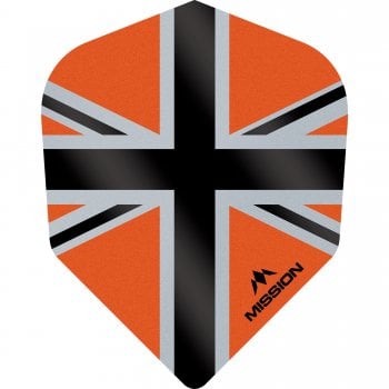 Mission Alliance-X Union Jack 100 Micron Standard Dart Flights Black Orange