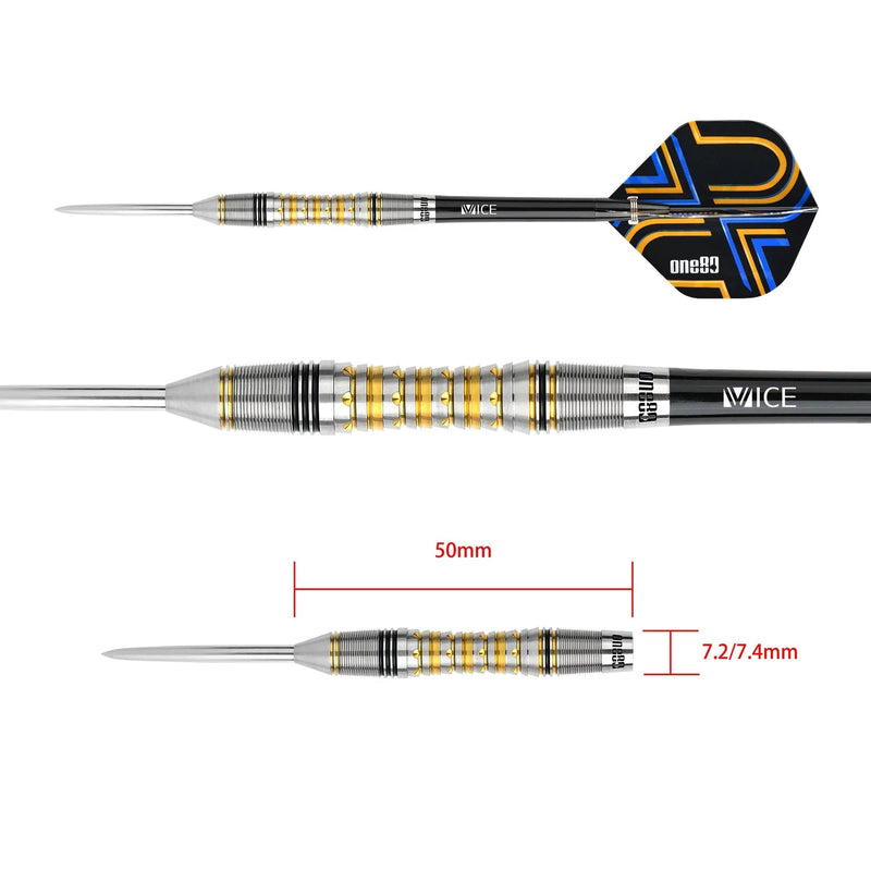 One80 Ascent Darts - Steel Tip Darts - SO4 - 90% Tungsten - Black & Gold - 22 Gram