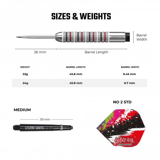 Legend Kevin Painter The Artist Knurled 90% Tungsten Steel Tip Darts - 22 Gram