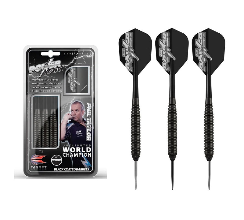 Target Phil Taylor Power Storm Black Brass Steel Tip Darts 24 Gram