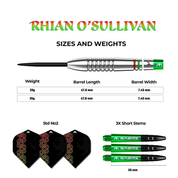 Mission Rhian O Sullivan 90% Tungsten Steel Tip Darts - Ringed - 25 Gram