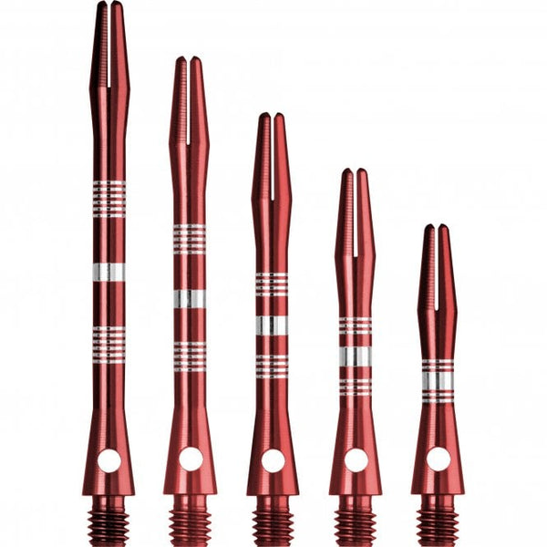Designa Multiline Aluminium Alloy Regrooved Dart Stems Red Extra Short Short Tweenie Medium Long