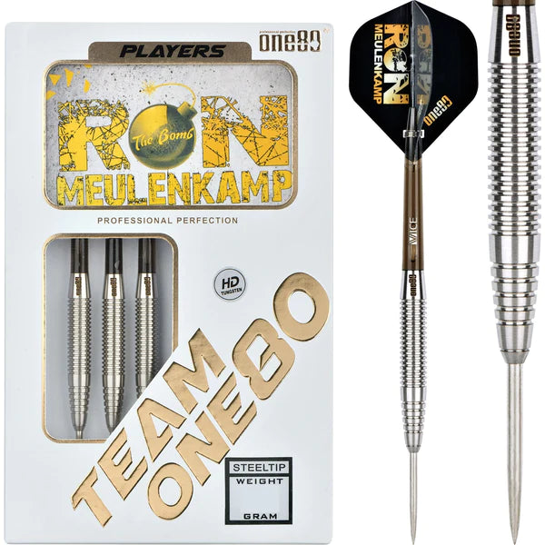 One80 Ron Meulenkamp Darts - Steel Tip Tungsten Darts - Natural - 22 Gram