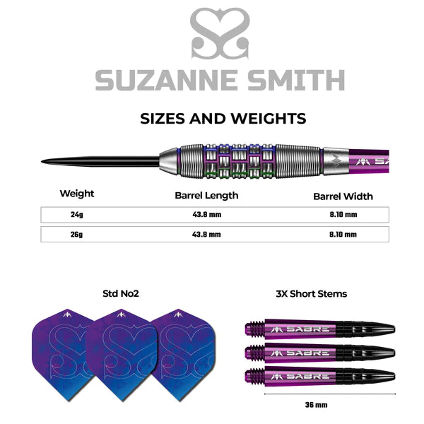 Mission Suzanne Smith 90% Tungsten Steel Tip Darts - Coral PVD - 26 Gram