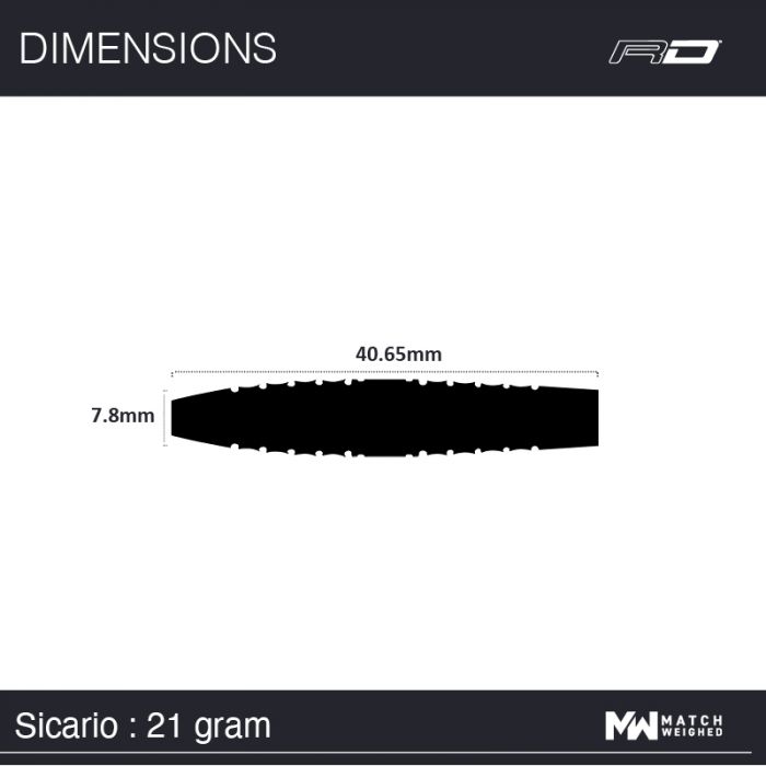 Winmau Sicario 90% Tungsten Black Steel Tip Darts - 21 Gram