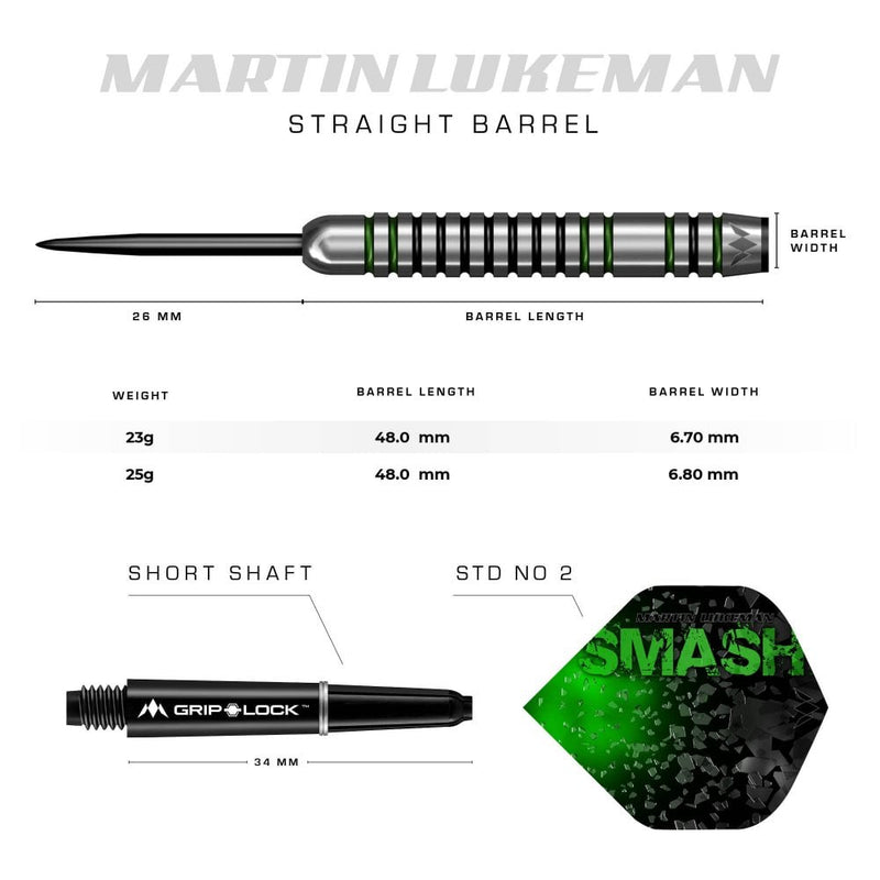 Mission Martin Lukeman 90% Tungsten Steel Tip Darts - 23 Gram