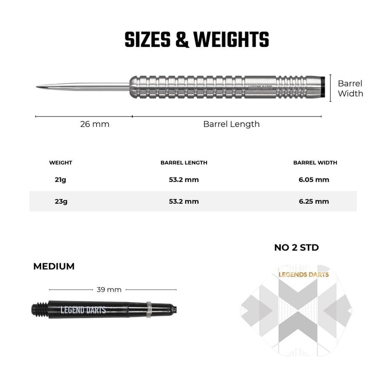 Legend Pro Series V2 90% Tungsten Steel Tip Darts - 23 Gram