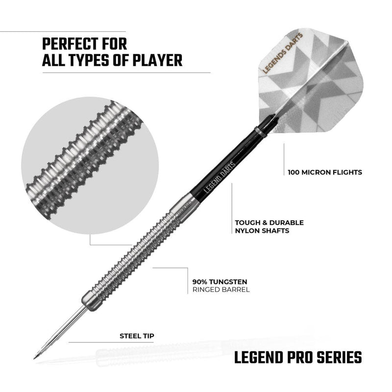 Legend Pro Series V3 90% Tungsten Steel Tip Darts - 24 Gram