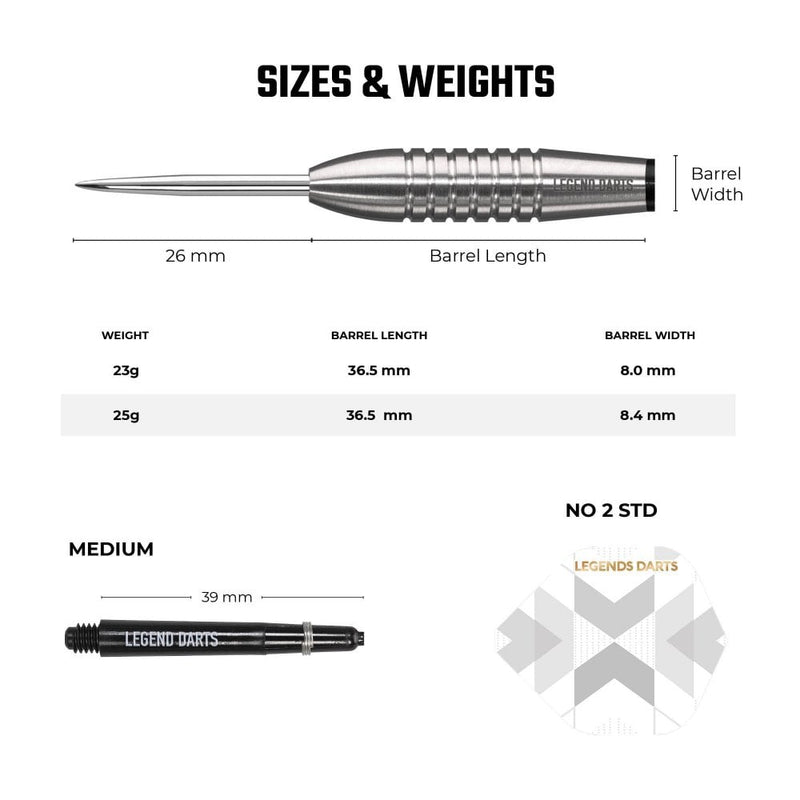 Legend Pro Series V4 90% Tungsten Steel Tip Darts - 25 Gram