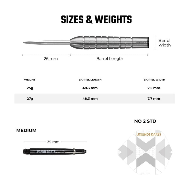 Legend Pro Series V7 90% Tungsten Steel Tip Darts - 21 Gram