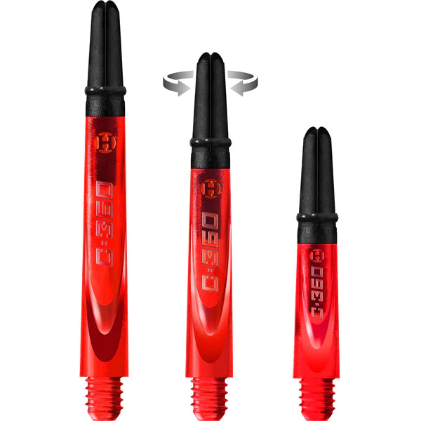 Harrows Carbon 360 Spinning Dart Stems - Red with Black Tops