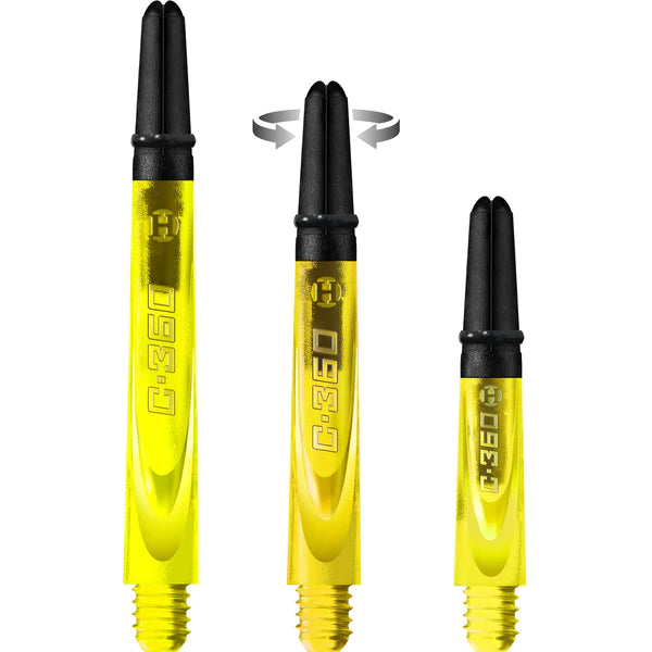 Harrows Carbon 360 Spinning Dart Stems - Yellow with Black Tops