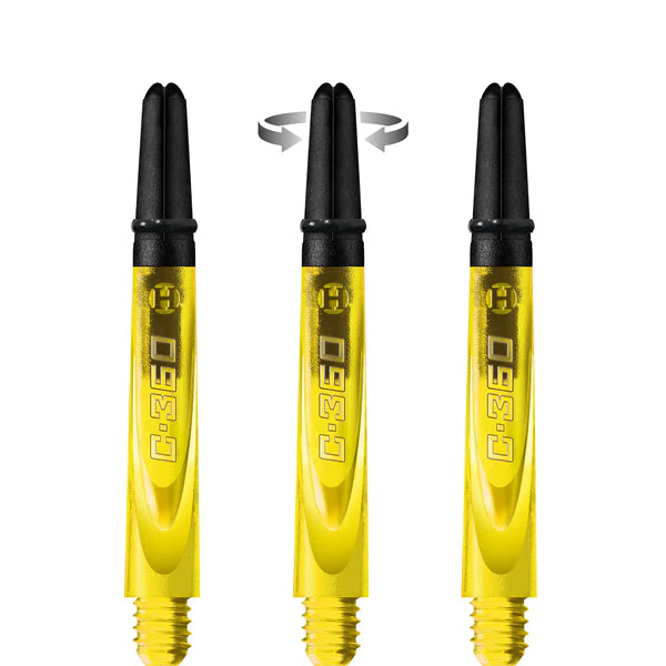 Harrows Carbon 360 Spinning Dart Stems - Yellow with Black Tops