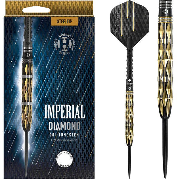 Harrows Imperial Diamond Steel Tip Darts - Gold Diamond 90% Tungsten - 22 Gram