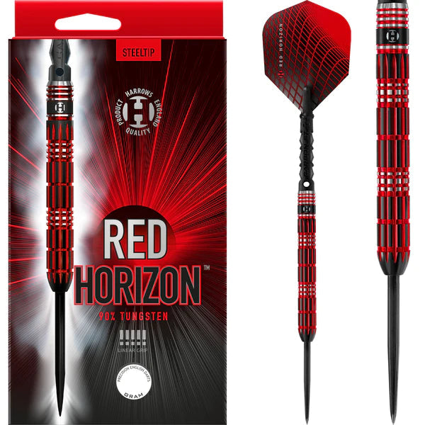 Harrows Red Horizon 90% Tungsten Steel Tip Darts - Red & Black - 25 Gram