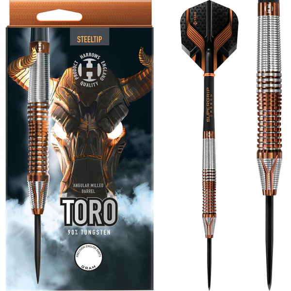 Harrows Toro 90% Tungsten Steel Tip Darts - Silver & Bronze - 22 Gram