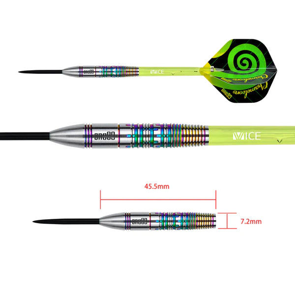 One80 Chameleon Darts - Steel Tip Tungsten Darts - Peridot - 22 Gram