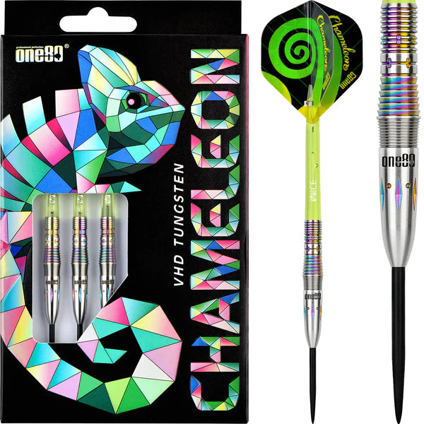 One80 Chameleon Darts - Steel Tip Tungsten Darts - Ruby- 24 Gram