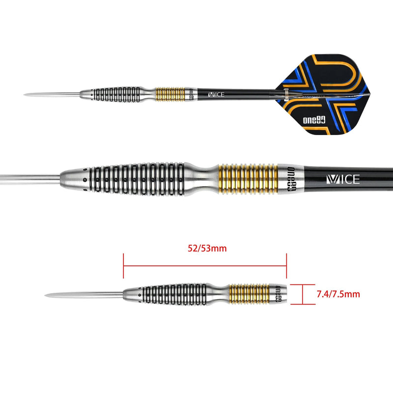 One80 Ascent Darts - Steel Tip Darts - SO3 - 90% Tungsten - Black & Gold - 25 Gram