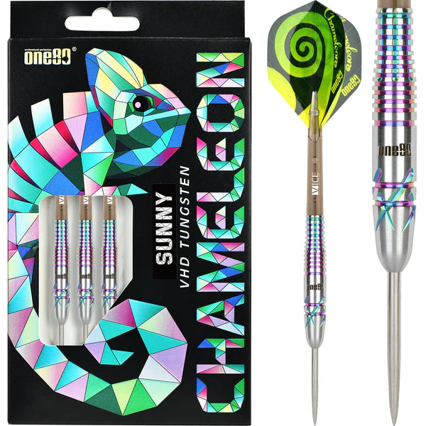 One80 Chameleon Darts - Steel Tip Tungsten Darts - Sunny - 22 Gram