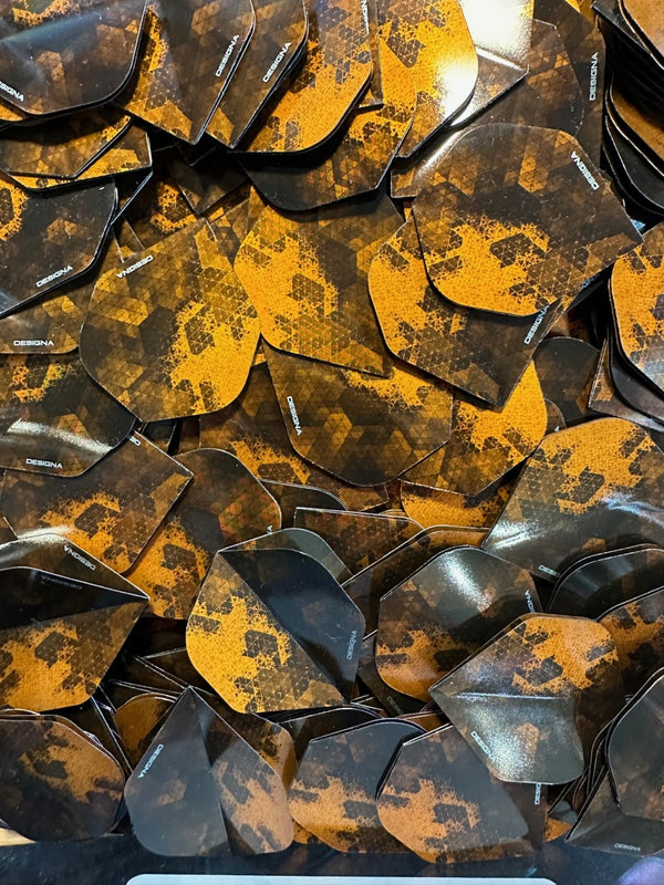 Ten Sets (30) of Metallic Rock Dart Flights - Standard Shape - Orange/Gold
