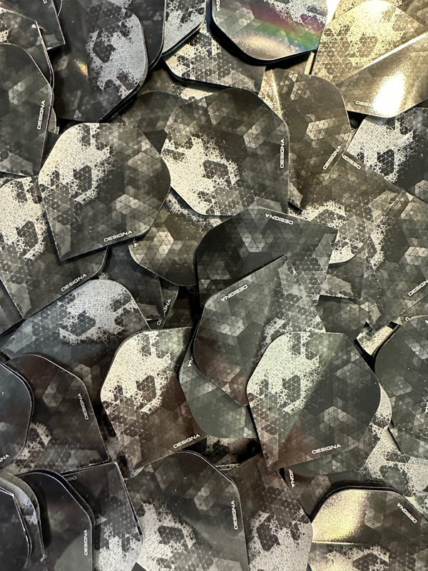Ten Sets (30) of Metallic Rock Dart Flights - Standard Shape - Silver Black