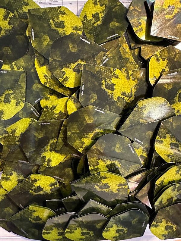Ten Sets (30) of Metallic Rock Dart Flights - Standard Shape - Yellow