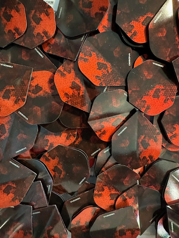 Ten Sets (30) of Metallic Rock Dart Flights - Standard Shape - Red
