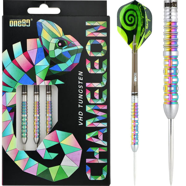 One80 Chameleon Darts - Steel Tip Darts - 90% Tungsten - Zircon - 24 Gram